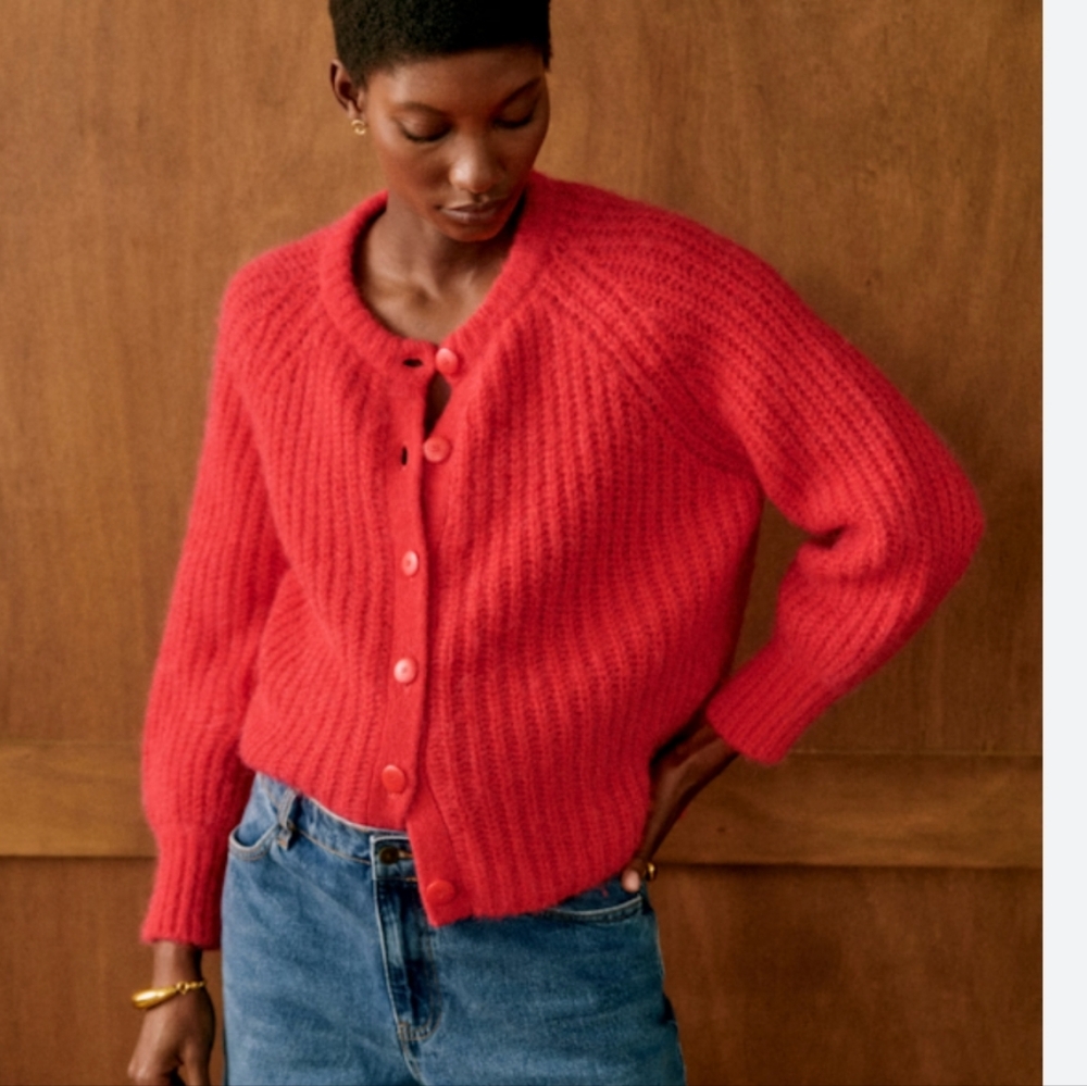 Sezane Red Women's Cardigan Sweater